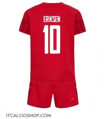 Danimarca Christian Eriksen #10 Prima Maglia Bambino Mondiali 2022 Manica Corta (+ Pantaloni corti)